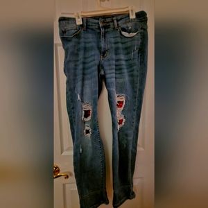Judy blue/ Buffalo plaid patches in distressed Jeans, size 14w